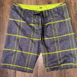 Old Navy Men's Gray and Lime Green Swim Shorts
